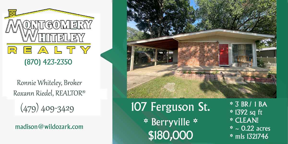 Home for sale in Berryville, AR for under $200K.