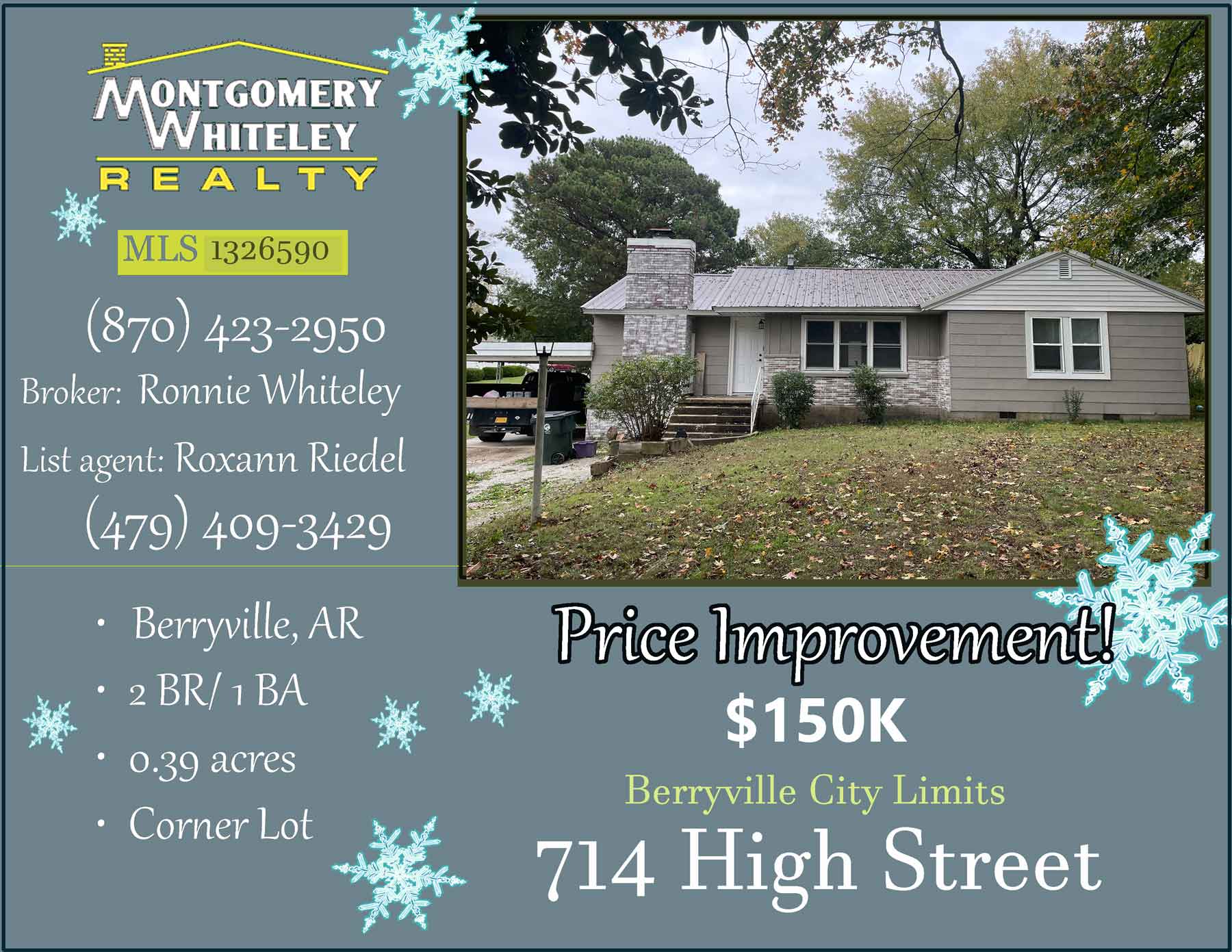 Corner Lot Berryville Home $150K